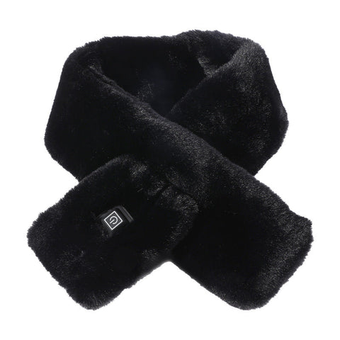 Scarves Black Adjustable Electric Heated Scarf With Plush Fabric 3 Settings