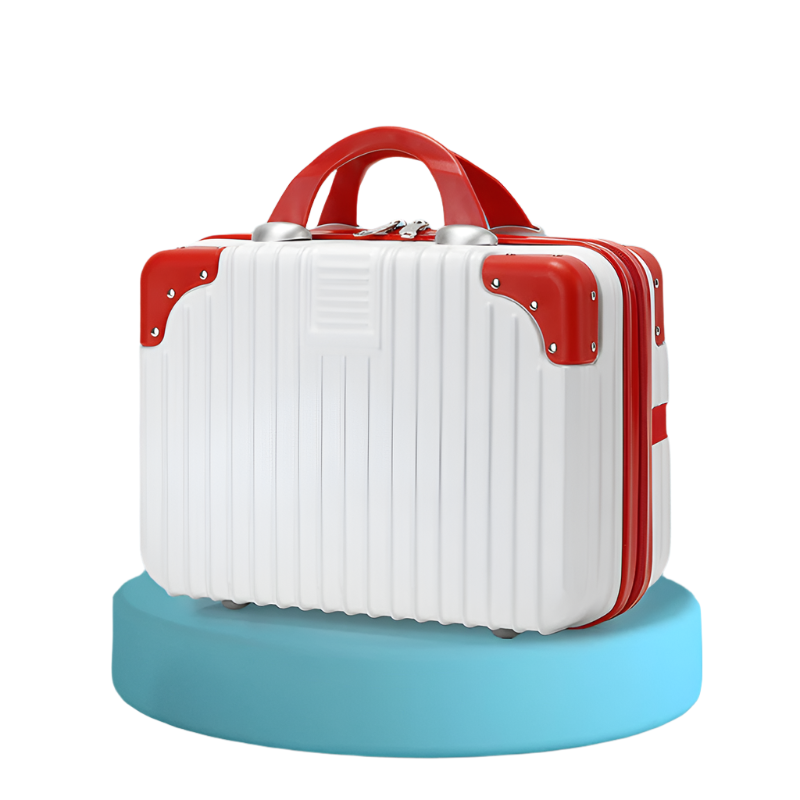 Makeup Bags & Cases Retro 14 Inch Hand Made Makeup Box Red And White Contrast (No Lock)