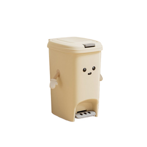 Rubbish Bins Cream White 10L Foot Pedal Trash Can U Fun Style 20Cm * 27.5Cm