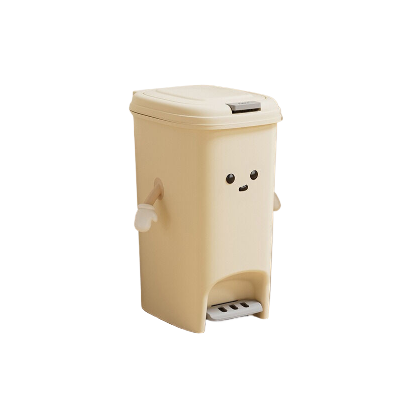 Rubbish Bins Cream White 15L Foot Pedal Trash Can U Fun Style 20Cm * 27.5Cm