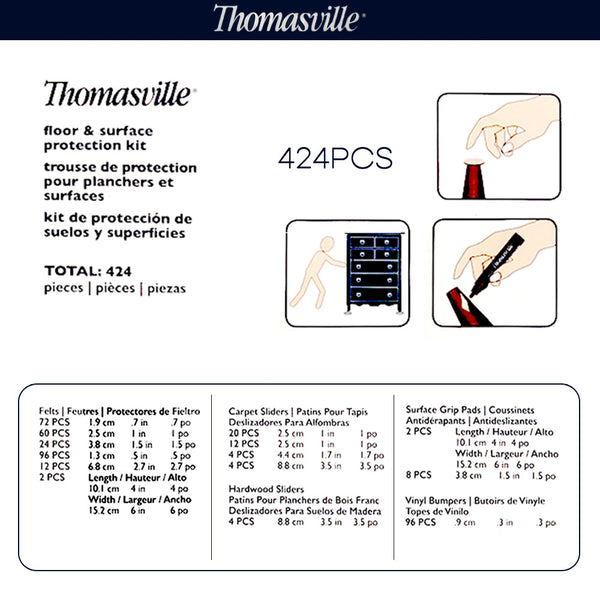 Furniture Parts Thomasville Floor Surface Protection Kit 424 Pieces Felts Bumpers Sliders Grips