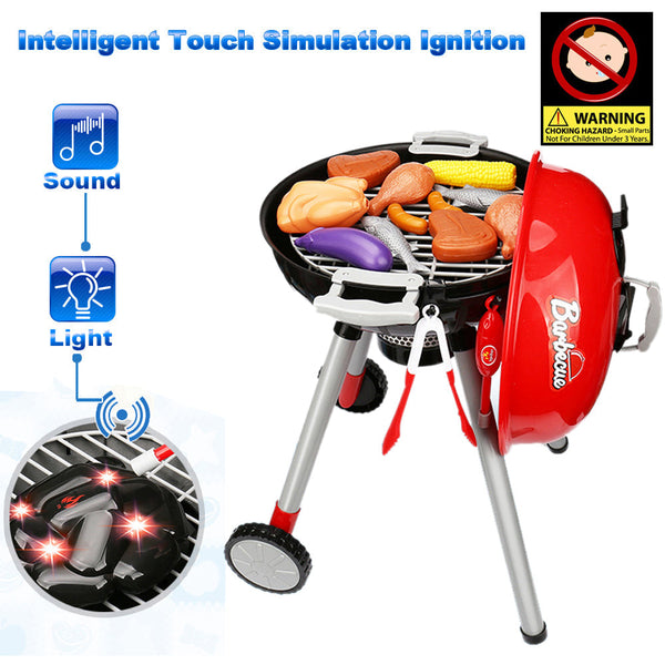 Pretend Food Kids Bbq Pretend Play Cooking Set Sausages Utensils Barbecue Grill Toy Cooker