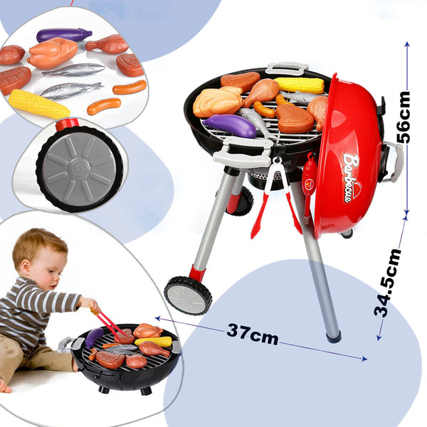 Pretend Food Kids Bbq Pretend Play Cooking Set Sausages Utensils Barbecue Grill Toy Cooker