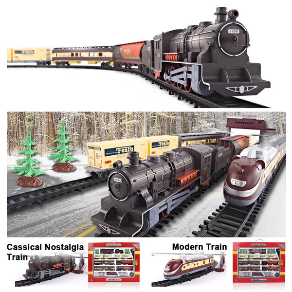 Toy Trains Electric Classic Toy Train Set Vehicle Rail Track Carriages Kids