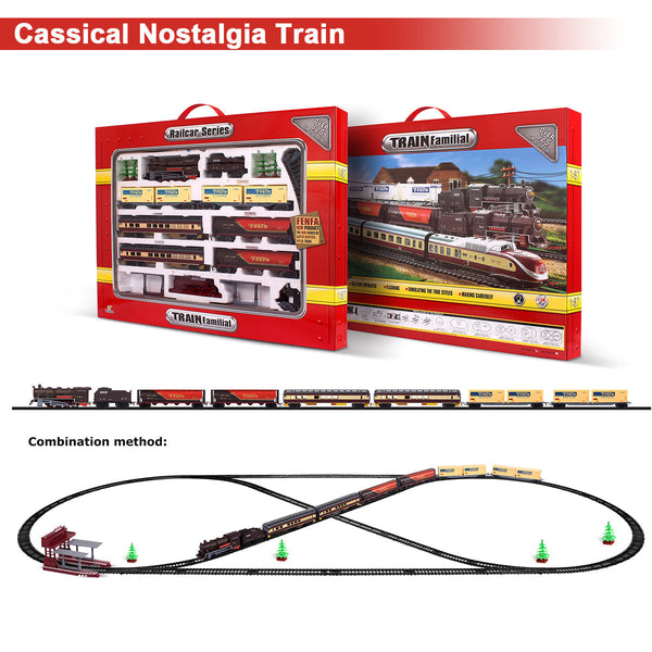 Toy Trains Electric Classic Toy Train Set Vehicle Rail Track Carriages Kids