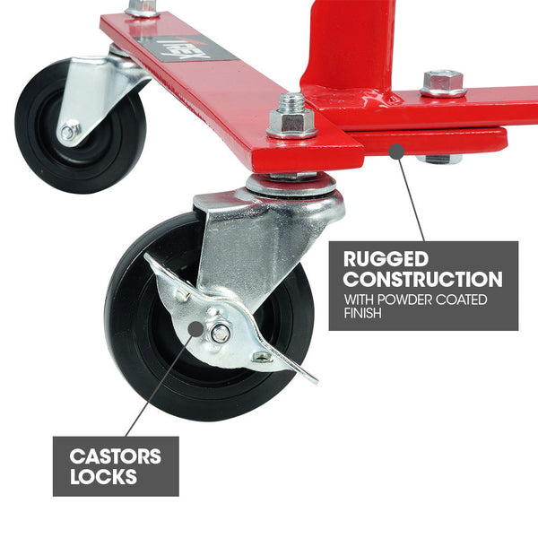 Workshop Dollies T Rex Vehicle Positioning Jack Storage Rack Stand Heavy Duty Design With Locking Castor Wheels