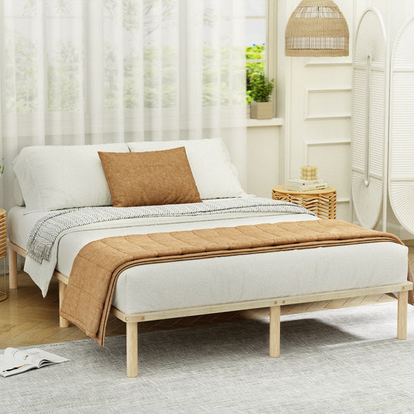 Double Bed Frames Artiss Bed Frame Double Size Wooden Base Mattress Platform Timber Pine Amba