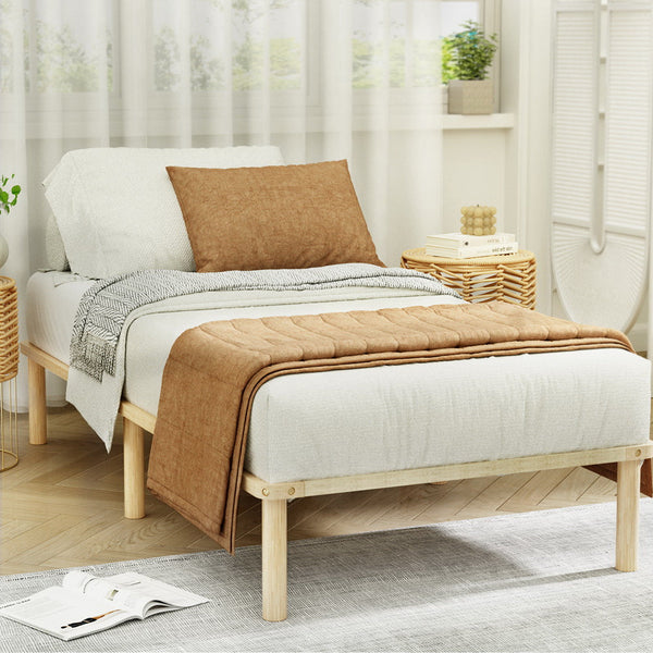 King Single Bed Frames Artiss Bed Frame King Single Size Wooden Base Mattress Platform Timber Pine Amba