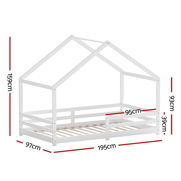 Single Bed Frames Artiss Bed Frame Wooden Kids Single House White Amos