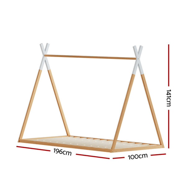 Single Bed Frames Artiss Bed Frame Wooden Kids House Single Oak Enid