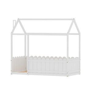 Single Bed Frames Artiss Bed Frame Wooden Kids House Single White Kori