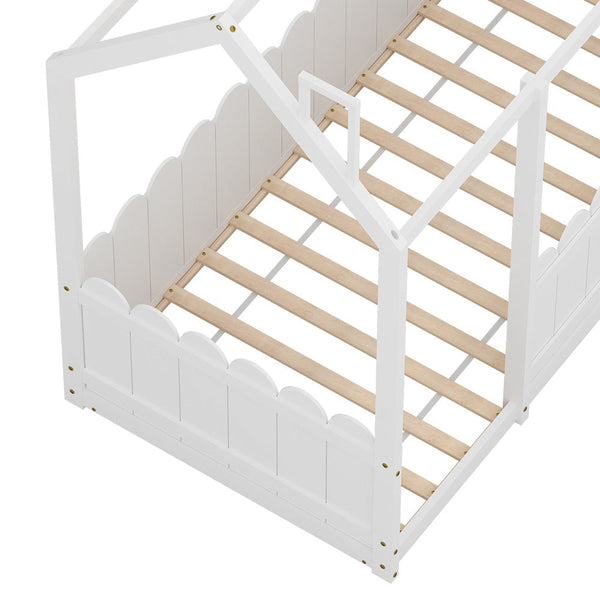 Single Bed Frames Artiss Bed Frame Wooden Kids House Single White Kori