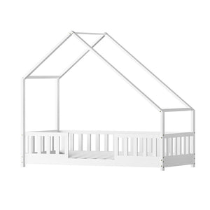 Single Bed Frames Artiss Bed Frame Wooden Kids House Single White Pavo