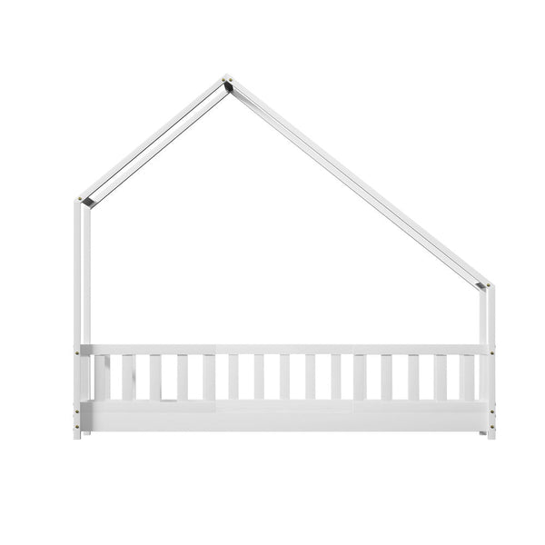 Single Bed Frames Artiss Bed Frame Wooden Kids House Single White Pavo