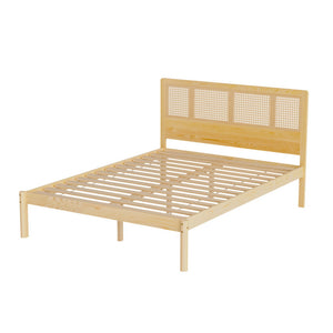 Double Bed Frames Artiss Bed Frame Double Size Rattan Wooden Rita