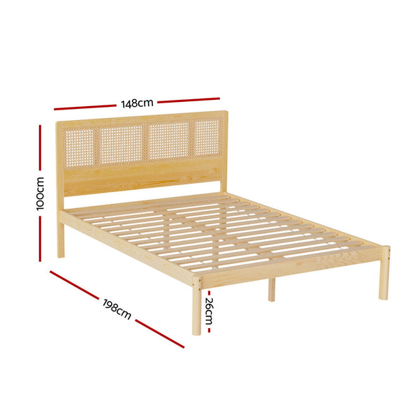 Double Bed Frames Artiss Bed Frame Double Size Rattan Wooden Rita