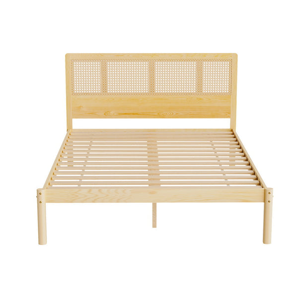 Double Bed Frames Artiss Bed Frame Double Size Rattan Wooden Rita