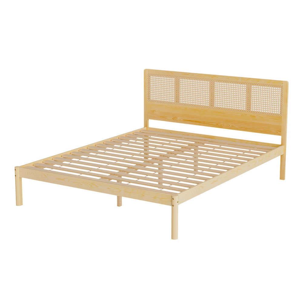 Queen Bed Frames Artiss Bed Frame Queen Size Rattan Wooden Rita