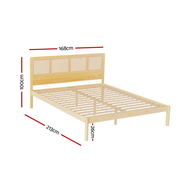 Queen Bed Frames Artiss Bed Frame Queen Size Rattan Wooden Rita