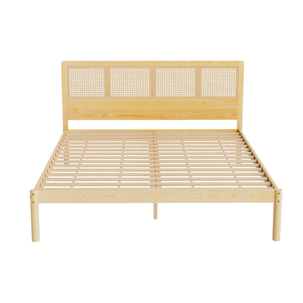 Queen Bed Frames Artiss Bed Frame Queen Size Rattan Wooden Rita