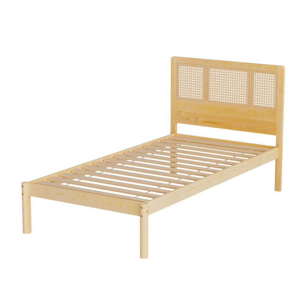 Single Bed Frames Artiss Bed Frame Single Size Rattan Wooden Rita