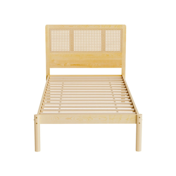 Single Bed Frames Artiss Bed Frame Single Size Rattan Wooden Rita