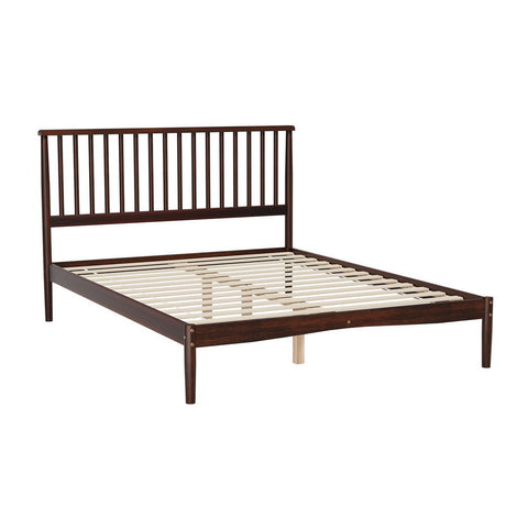 Double Bed Frames Artiss Bed Frame Double Size Wooden Base Mattress Platform Timber Walnut Vise