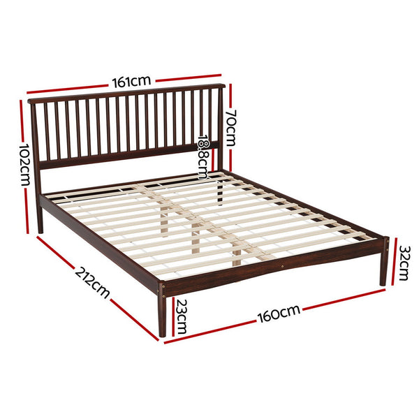 Queen Bed Frames Artiss Bed Frame Queen Size Wooden Base Mattress Platform Timber Walnut Vise