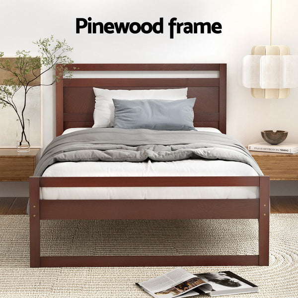 King Single Bed Frames Artiss Bed Frame King Single Size Wooden Walnut Witton