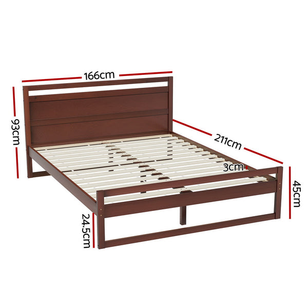 Queen Bed Frames Artiss Bed Frame Queen Size Wooden Walnut Witton