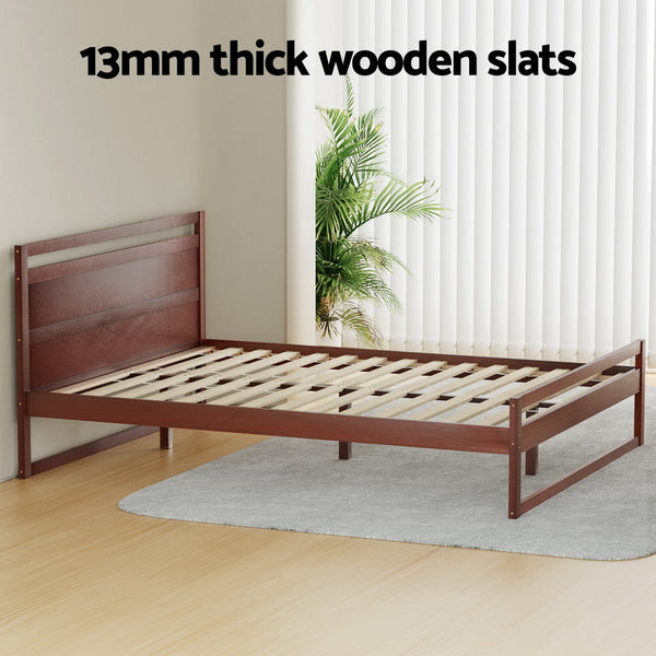 Queen Bed Frames Artiss Bed Frame Queen Size Wooden Walnut Witton