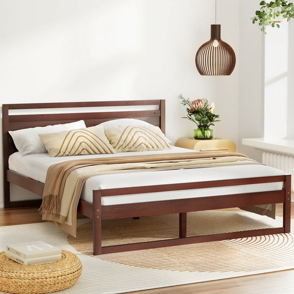 Queen Bed Frames Artiss Bed Frame Queen Size Wooden Walnut Witton