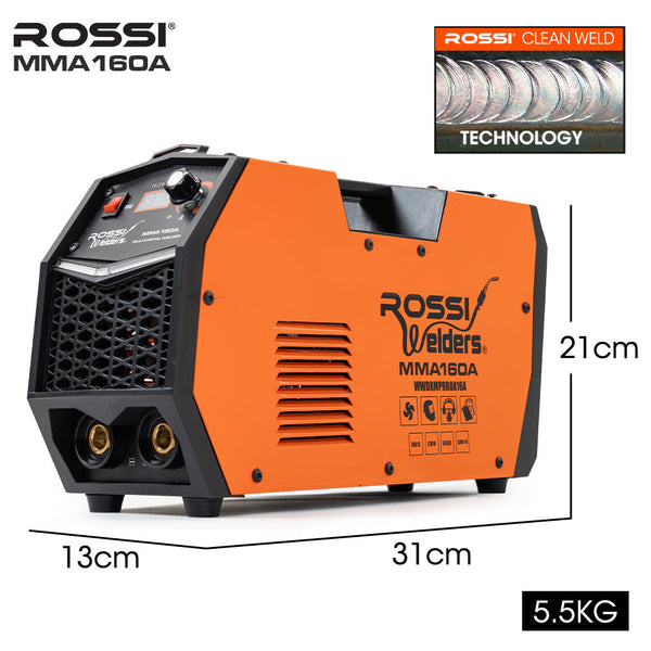 Inverter Welders Rossi 160 Amp Inverter Stick Welder Mma Arc Dc Multi Metal Gasless Welding Machine For Stainless Steel Aluminium And More 15A Plug