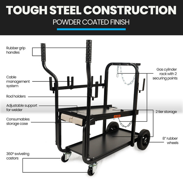 Other Welding Equipment Rossi Heavy Duty 160Kg Capacity Welding Trolley Cart With Consumables Case