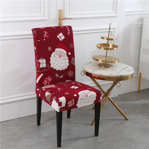 Slipcovers Chair Cover Maroon Big Santa Head Design Anti Dirt Elastic Material