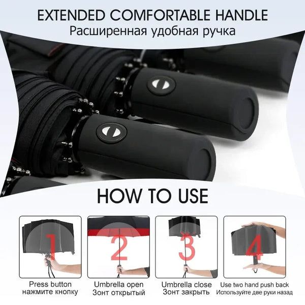 Umbrellas Windproof Double Layer Resistant Umbrella Fully Automatic For Men And Women