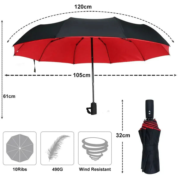 Umbrellas Windproof Double Layer Resistant Umbrella Fully Automatic For Men And Women