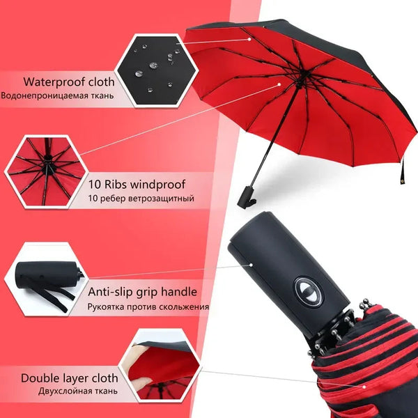 Umbrellas Windproof Double Layer Resistant Umbrella Fully Automatic For Men And Women