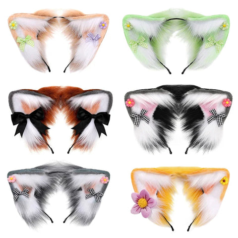 Headbands Women Girls Cartoon Fox Ears Shaped Headband Plush Hair Hoop Cosplay Accessories