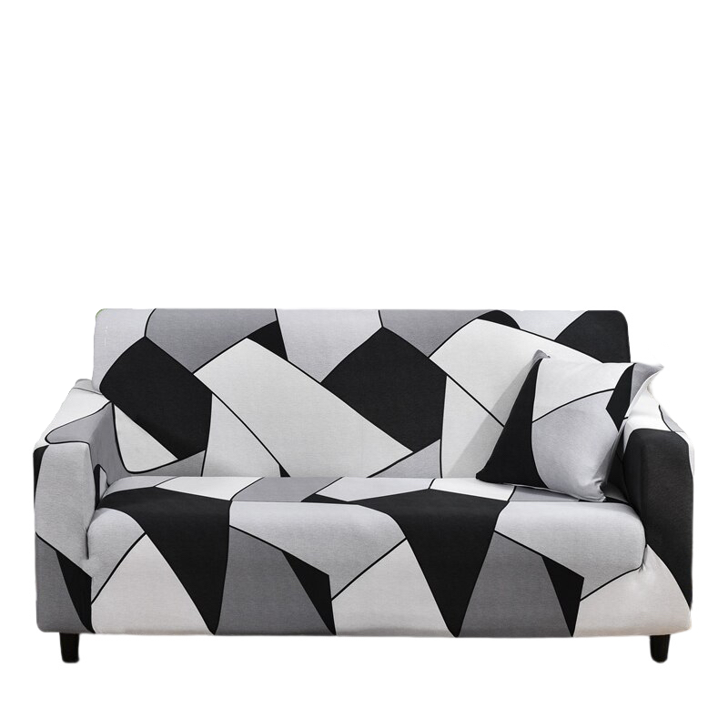 Slipcovers 4 Seater Sofa Cover Black White Geometric Style Elastic Stretchable Slipcover