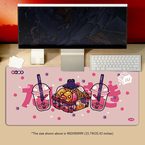 Desk Mats Mouse Pad Pink 400 By 900 3 Millimetre Milk Tea Game Rubber Soft Desk Mat