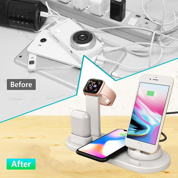 Chargers & Cradles 4 In 1 Wireless Charging Dock Station For Apple Watch Iphone X Xs Xr Max 11 Pro 8 Airpods 10W Qi Fast Charger Stand Holder