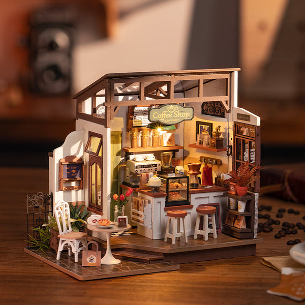 Puzzles Rolife No.17 Cafe Miniature House Kit Dg162 3D Wooden Building Toys Gifts