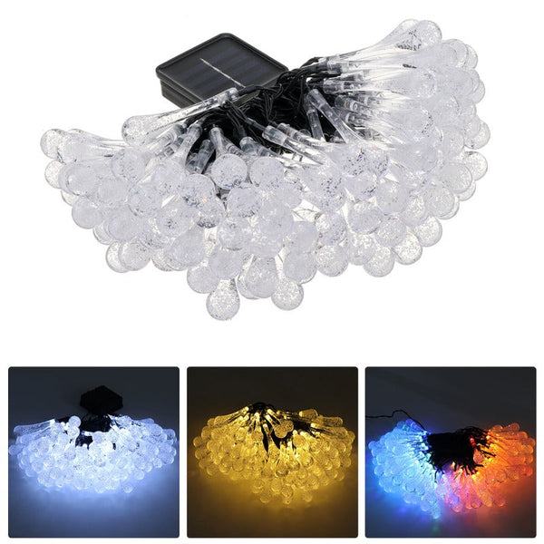 String Lights 10M 100Led Solar Water Drop Fairy Outdoor Garden Party Decor