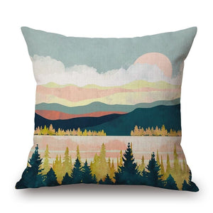 Cushions & Decorative Pillows Abstract Watercolor Landscape Painting On Cotton Linen Pillow Cover