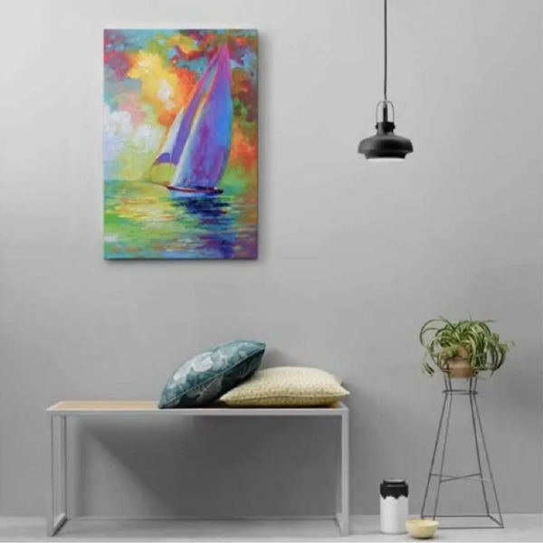 Oil Canvas Painting Boat Posters Wall Art Picture Living Room Home Decor