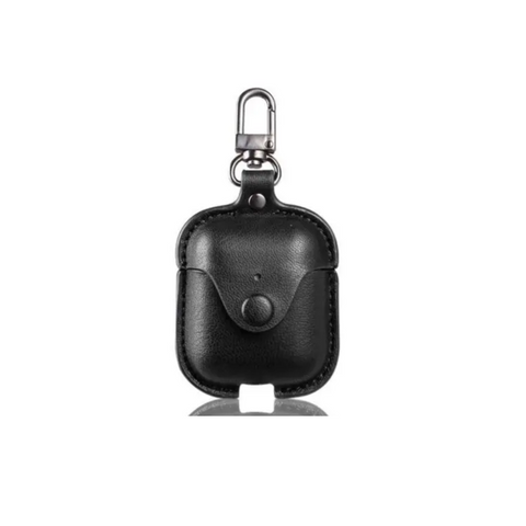 For Iphone Airpods Case Key Luxury Leather Storage Bag Headphone Cover With Ring Black