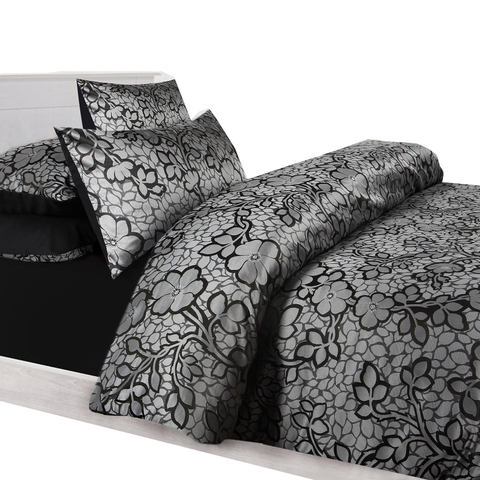 Quilt Covers Accessorize Emma Quilt Cover Set Black Double