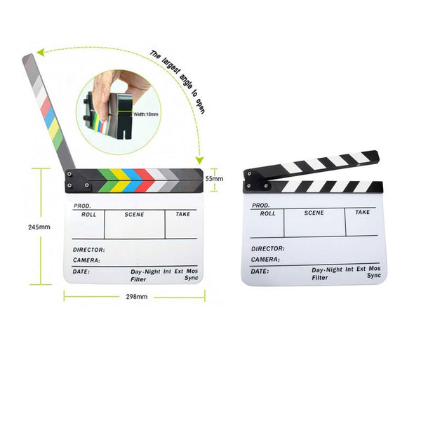 Movie Camera Accessories Acrylic Clapboard Dry Erase Director Film Movie Clapper Board Slate 9.6 11.7