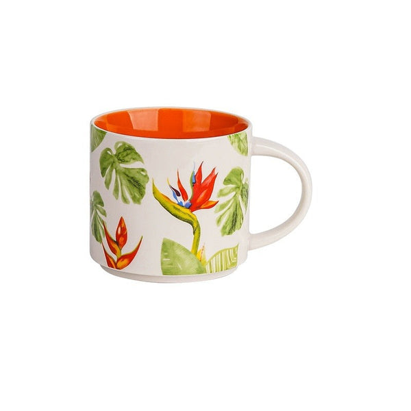 Mugs Flower Glaze Ceramic Cup Mug Household Large Capacity Breakfast 450Ml